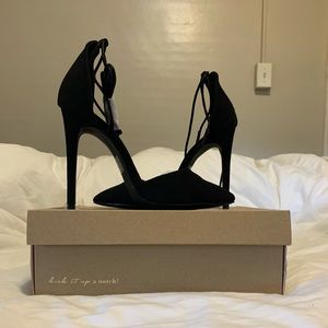 Size 7 black leg wrapping Charlotte Russe heels